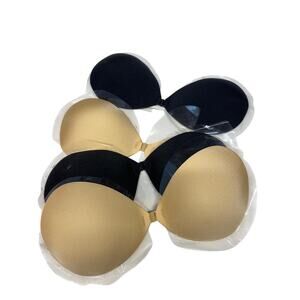 Brand New in Box DigitHarbor Women's Pack of 4 Black Nude Sticky Bras C cups